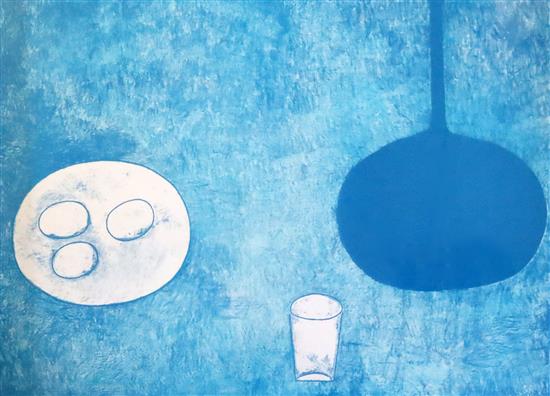 § William Scott (1913-1989) Blue Still Life 1975, 26.25 x 34in.